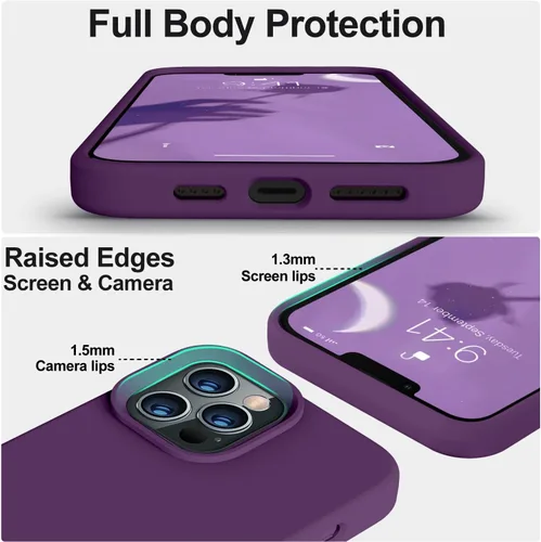 Vista 3 de Vooii Funda compatible con iPhone 13 Pro, silicona líquida a prueba de golpes con forro de microfibra antiarañazos, protección de cámara mejorada