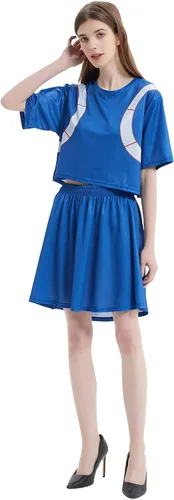 Vista 2 de Baycon Todoroki Shoto Cosplay Costume Cheerleader Cheerleading Uniform Crop Top Dress
