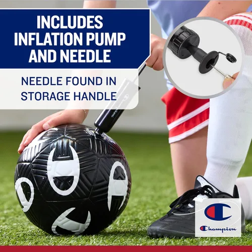 Vista 8 de Champion Playmaker Logo Deflated Soccer Ball with Pump, Size 5 Soccer Ball, Durable Panels for Kids, Youth & Adults, Indoor/Outdoor Training Ball