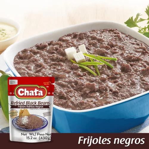 Vista 5 de Chata Frijoles negros tradicionales mexicanos refritos, 15.2, paquete de 1