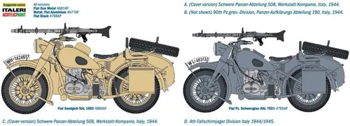 Vista 4 de Italeri 7403S 1/9 BMW R75 Mtrcycle militar alemán con sidecar