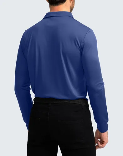 Vista 2 de Camisa polo de manga larga para hombre ligera protección solar UPF 50 camisas frescas para hombre trabajo pesca al aire libre