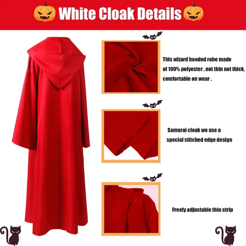 Vista 3 de Men Tunic Hooded Robe Cloak Knight Fancy Cool Cosplay Costume Halloween Costume Tunic Hoodies Robe Cosplay Capes