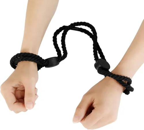 Vista 3 de Tobilleras de cuerda para mujer, restricción de cadena corporal, arnés de pierna de mano, esposas rojas, cinturón, rave, ajustable, accesorios