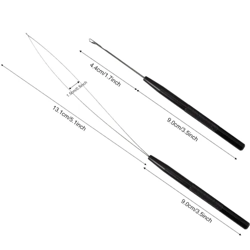 Vista 6 de NEWISHTOOL Kit de herramientas de extensión de cabello de acero inoxidable, gancho para tirar de aguja de bucle y enhebrador, dispositivo de cuentas