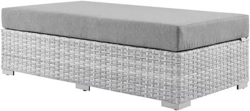 Vista 10 de Modway Convene - Otomana rectangular de mimbre para patio al aire libre, color gris claro