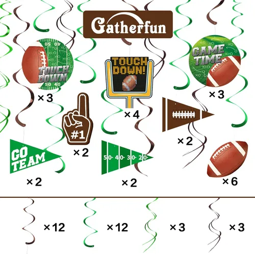 Vista 2 de 30 Piezas de Decoraciones de Fiesta de Fútbol Adorno Colgante en Espiral para Fiesta de Cumpleaños de Fútbol, Día de Juego de Fútbol, Fiesta