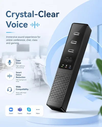 Vista 3 de Altavoz USB 3 en 1 para computadora con micrófono, altavoz de conferencia de escritorio para computadora portátil con micrófono para oficina en casa