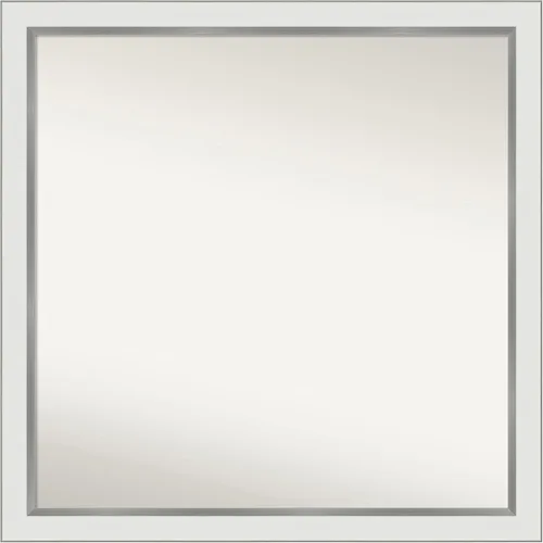 Vista 79 de Amanti Art Espejo de baño plateado para sobre el fregadero, espejo cuadrado de níquel cepillado de 30 x 30 pulgadas, marco moderno grande, se cuelga