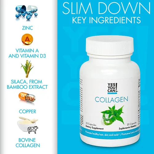Vista 3 de Yes You Can! Cápsulas de colágeno, suplemento dietético para promover un cabello, piel y uñas saludables, 290 mg de colágeno bovino, vitamina A