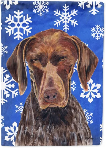 Vista 170 de Caroline's Treasures SC9374GF Bulldog English Snow flakes Holiday Garden Flag Buzón Bandera decorativa para patio exterior, patio, obras de arte