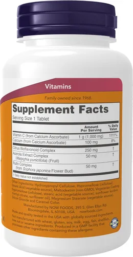 Vista 2 de NOW Suplementos, Complejo de Vitamina C-1000 con 250 mg de Bioflavonoides, Amortiguado, Protección Antioxidante*, 90 Tabletas