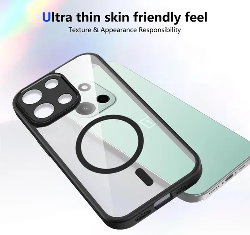 Vista 593 de Funda magnética transparente compatible con Xiaomi 17T, color negro 2 en 1 PC + TPU cubierta de teléfono a prueba de golpes, carcasa protectora