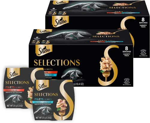 Vista 15 de Sheba Selections Filets Complemento húmedo para gatos, pollo, 1.3 onzas, 12