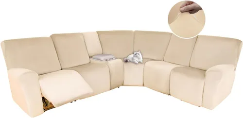 Vista 139 de HDCAXKJ Fundas de sofá seccional reclinable de terciopelo, cubierta de sofá seccional en forma de L, lavable, elástica, suave, para rincón