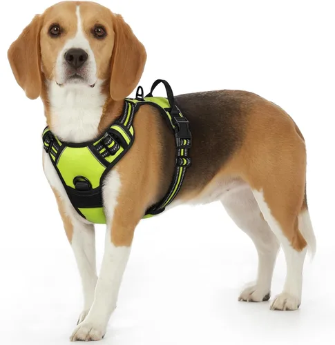 Vista 29 de Eagloo Arnés para perro pequeño, sin tirones, chaleco de servicio con tiras reflectantes y asa de control, ajustable y cómodo para caminar, arnés