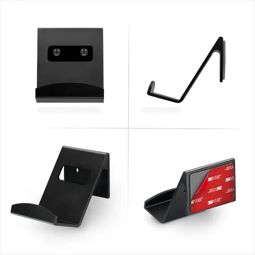 Vista 8 de BRAINWAVZ 2 Pack Metal Controller Holder Stand Wall Mount for Xbox, PS5, PS4, PC & More Gaming Accessories, Adhesive & Screw Universal Fit (Black)