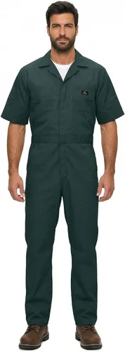 Vista 13 de Natural Uniforms Overol de manga corta con cremallera para hombre, resistente a las manchas y a las arrugas (negro, talla XS)