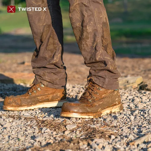 Vista 8 de Twisted X Men's 6" Waterproof Wedge Sole Boot - Moc Toe Work Boots Handcrafted with oiled-leather, Air-mesh Lining, Breathable Interior Lining