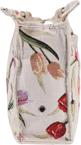 Vista 6 de Bolsa de tejer, bolsa de almacenamiento de hilo plegable de ganchillo con mango de madera con cremallera para ganchos de ganchillo, accesorios