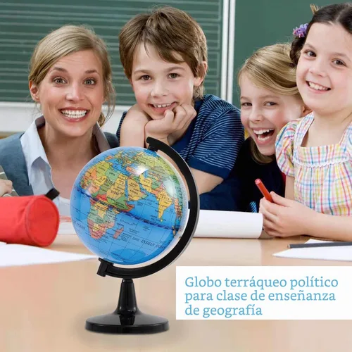 Vista 2 de Wizdar Globo Terráqueo de 4'' para Aprendizaje Infantil, Globos Terráqueos Educativos Giratorios con Mapamundi Tamaño Mini Globo Decorativo