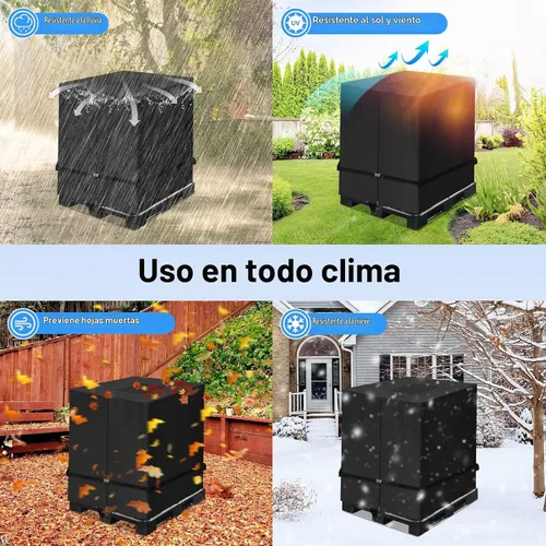 Vista 8 de NEVERLAND Funda para IBC Tote 275 Galones, 420D Cubierta para Tanque de Agua, Negra, Protector Solar para Tote, Resistente al Agua, Compatible