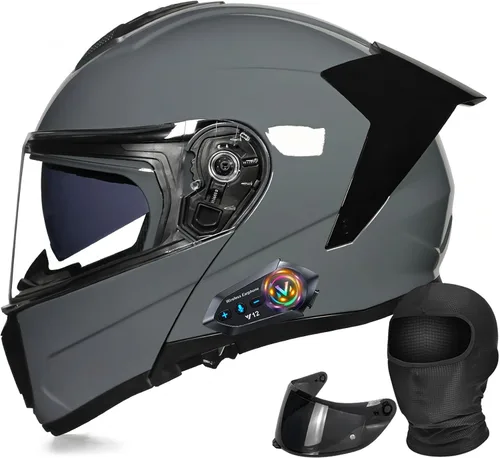 Vista 10 de Casco modular de motocicleta con Bluetooth abatible de cara completa aprobado por DOT FMVSS-218 con doble visera, multiventilación, diseño