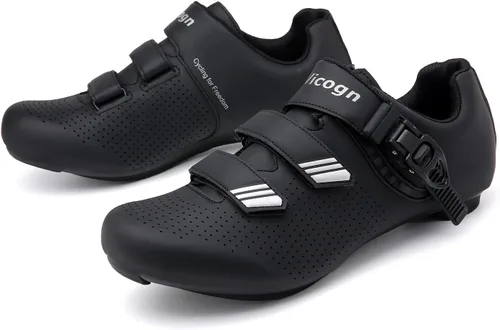 Vista 6 de Zapatos de ciclismo de interior para hombres y mujeres, compatibles con bicicleta Peloton preinstalados con tacos Look Delta, ciclismo de carretera