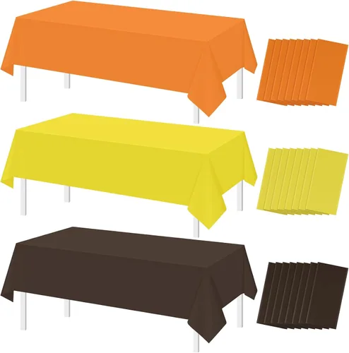 Vista 10 de 12 manteles de plástico de otoño, mantel de 54 x 108 pulgadas, color Café Naranja Amarillo (rectángulo)
