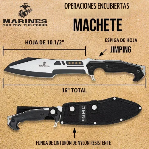 Vista 2 de Machete y funda USMC Covert Ops Para uso táctico y al aire libre