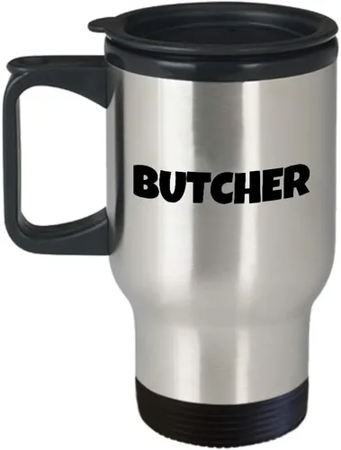 Vista 3 de Regalos para diseño de carnicero taza de viaje – Vaso de café aislado divertido lindo mordaza tienda de carne vendedor distribuidor tazas