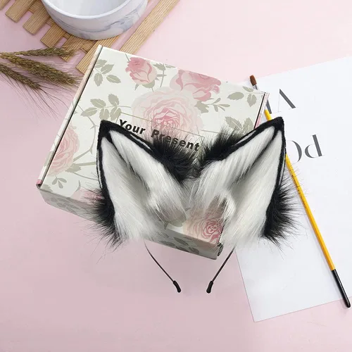 Vista 2 de Neko - Diadema de orejas de gato para cosplay orejas de zorro de lobo diadema de pelo de anime