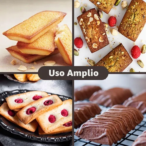 Vista 7 de Webake Financier - Molde de silicona para magdalenas de 8 cavidades, molde antiadherente para galletas, galletas, utensilios para hornear al horno