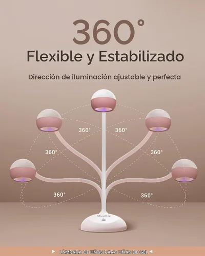 Vista 8 de MelodySusie - Lámpara de uñas de cuello de cisne 360° 2 en 1 S-Pro09M para trabajos de detalle 60s Timer, 2000mAh Battery, 6h Runtime, One-Touch
