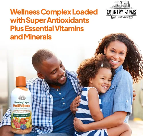 Vista 6 de Country Farms Multivitamínico líquido, vitaminas y minerales para apoyo inmunológico y energía, mezcla de hierbas, vegano, multivitamínico