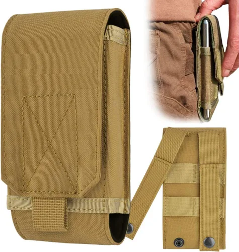 Vista 8 de Urvoix(TM) Bolsa Army Camo Molle negra para funda para celular tamaño L para llevar en el cinturón