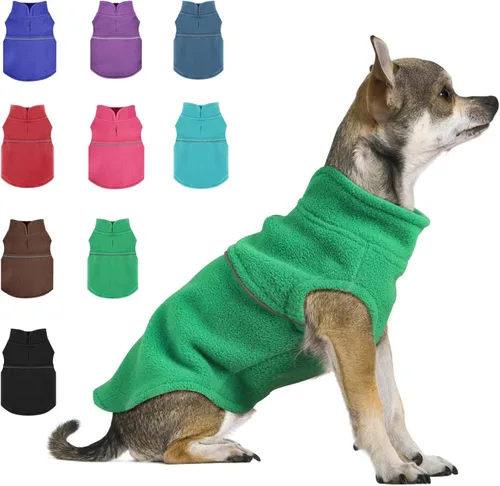Vista 16 de Suéteres para Perros Pequeños para Niñas, Chaleco de Forro Polar para Perros con Orificio para Correa, Suéter Cálidamente Ajustable, Chaqueta