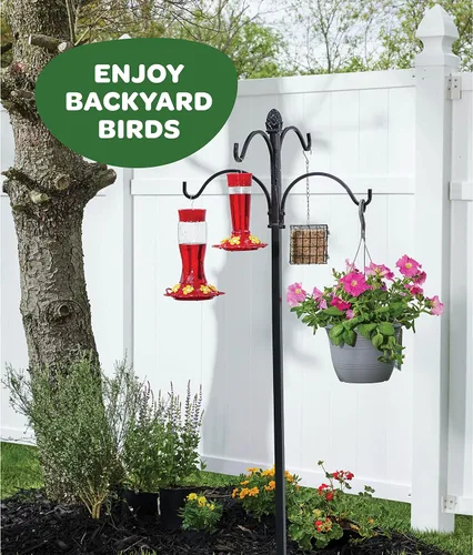Vista 7 de Comedero para colibríes de 10 onzas, paquete de 2, comederos de vidrio para colibríes para exteriores, con protector de hormigas integrado, percha