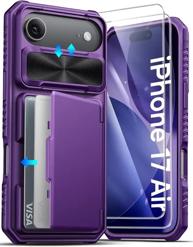 Vista 58 de ATATOO Funda Cartera para iPhone Air, Portador de Tarjetas Integrado (3-5 Tarjetas) [Bloqueo RFID] y Cubierta Deslizante para Cámara, Protección