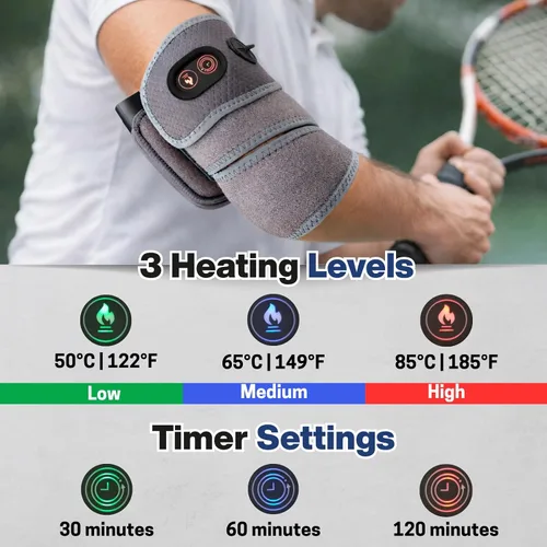 Vista 3 de Almohadilla térmica para codo con batería, almohadilla térmica extra larga de 39 x 3.5 pulgadas para brazo, mangas de calor para brazos, codo