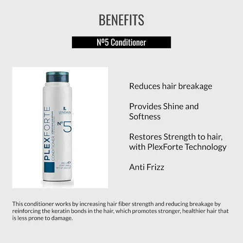 Vista 3 de Lendan - Acondicionador Capilar - Acondicionador Nº5 - 10.1 fl oz - Con Tecnología Plexforte - Reduce la Rotura del Cabello - Restaura la Fuerza