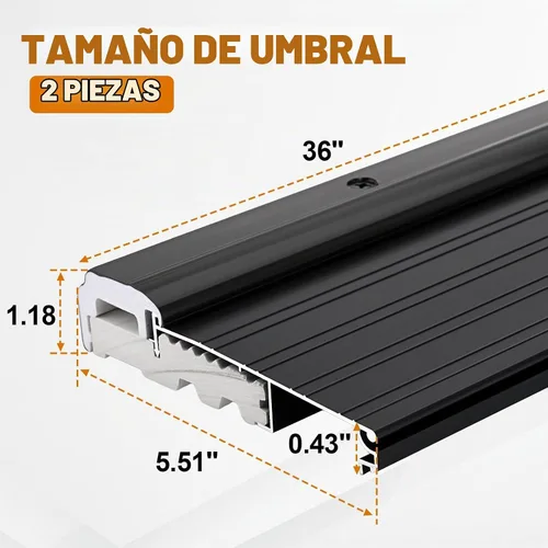 Vista 2 de 2 unids 36 "aluminio umbral de puerta para puertas exteriores 5-5/8" umbral de puerta Pan
