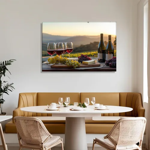 Vista 4 de Lienzo decorativo para pared, decoración de cocina, pintura de queso con uvas, obra de arte moderna, paisaje, fotografía, pintura para comedor, Art-1