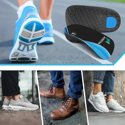 Vista 5 de Plantillas de soporte de arco alto 3/4 inserciones ortopédicas para pies planos, alivio de la fascitis plantar, plantillas de zapatos para hombres