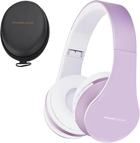 Vista 17 de PowerLocus - Audífonos inalámbricos Bluetooth para usar sobre las orejas, estéreo, plegables, con cable y micrófono incorporado para iPhone