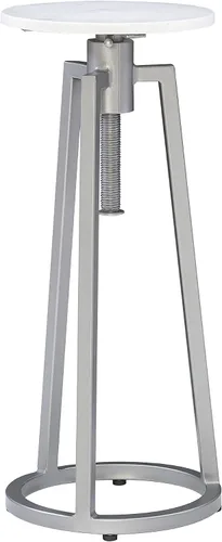 Vista 18 de Powell Muriel - Mesa de bebida con tapa de mármol blanco con estilo industrial, base de altura ajustable de metal negro