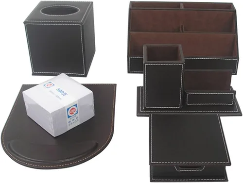 Vista 16 de KINGFOM Juego de organizador de escritorio de oficina T102-3PCS/suministros de oficina Ecológico de cuero sintético incluye soporte para caja
