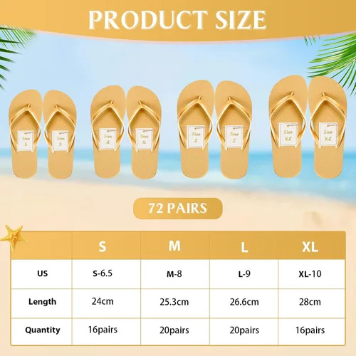 Vista 3 de Unittype 72 pares de sandalias a granel para invitados de boda, fiesta, paquete de sandalias casuales con tarjetas de varios tamaños, letrero