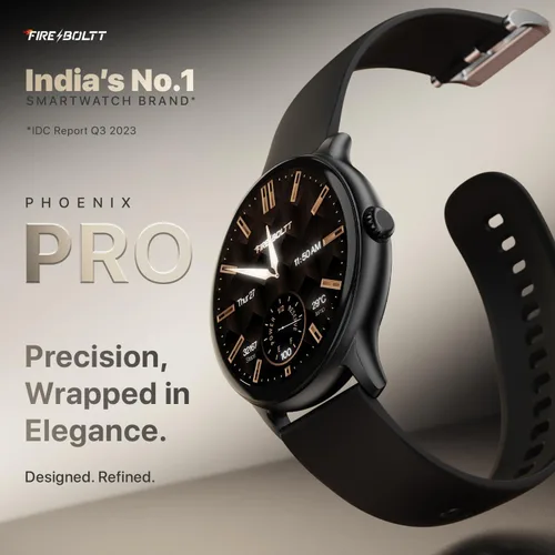 Vista 2 de Fire-Boltt Phoenix Pro - Reloj inteligente de llamadas Bluetooth de 1.390 in (1.39 pulgadas), asistente de voz AI, cuerpo de metal con más de 120