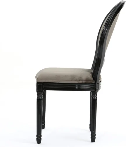 Vista 7 de Christopher Knight Home Camille - Sillas de comedor tradicionales de terciopelo, juego de 2 piezas, gris/negro brillante